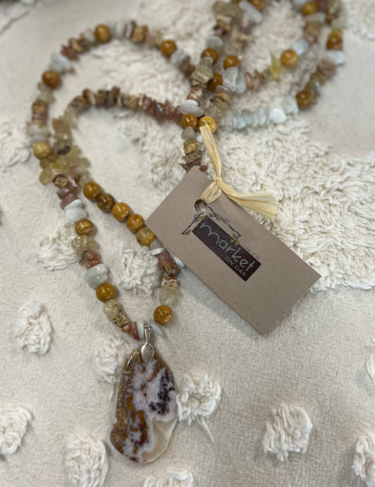 Jasper focal necklace and earrings
